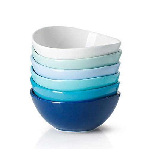  Sweese 101.003 Porcelain Bowls - 10 Ounce for Ice Cream Dessert, Small Side Dishes - Set of 6, Cool Assorted Colors