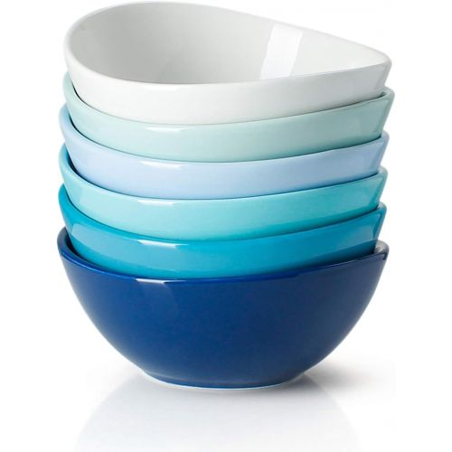  Sweese 101.003 Porcelain Bowls - 10 Ounce for Ice Cream Dessert, Small Side Dishes - Set of 6, Cool Assorted Colors