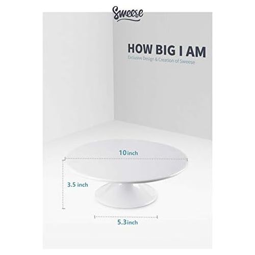  Sweese 708.101 10-Inch Porcelain Cake Stand, Round Dessert Stand, White Cupcake Stand for Parties