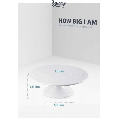  Sweese 708.101 10-Inch Porcelain Cake Stand, Round Dessert Stand, White Cupcake Stand for Parties