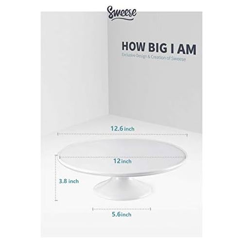  Sweese 709.101 12-Inch Porcelain Cake Stand, Round Dessert Stand, White Cupcake Stand for Parties