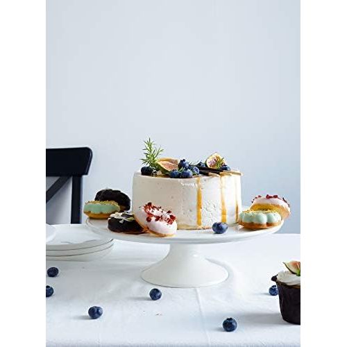  Sweese 709.101 12-Inch Porcelain Cake Stand, Round Dessert Stand, White Cupcake Stand for Parties