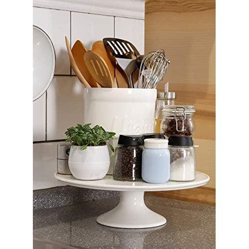  Sweese 709.101 12-Inch Porcelain Cake Stand, Round Dessert Stand, White Cupcake Stand for Parties