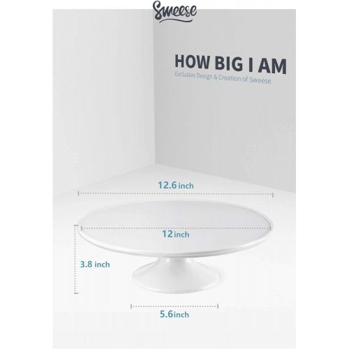  Sweese 709.101 12-Inch Porcelain Cake Stand, Round Dessert Stand, White Cupcake Stand for Parties