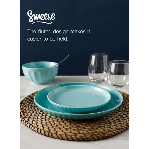  Sweese 157.003 Porcelain Fluted Dessert Salad Plates - 7.4 Inch - Set of 6, Cool Assorted Colors