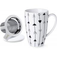 Sweese 201.203 Porcelain Tea Mug with Infuser and Lid, 15 OZ, Branch