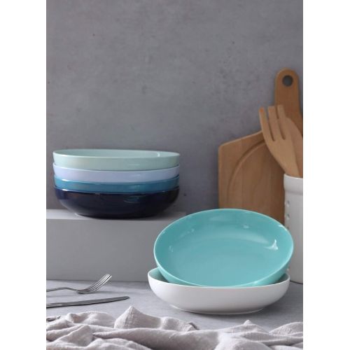  Sweese 112.003 Porcelain Salad Pasta Bowls - 22 Ounce - Set of 6, Cool Assorted Colors