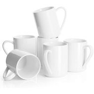 Sweese 603.001 Porcelain Coffee Mug Set - 11 Ounce for Coffee, Tea, Cocoa and Mulled Drinks - Set of 6, White