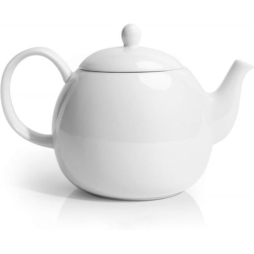  Sweese 220.101 Porcelain Teapot, 40 Ounce Tea Pot - Large Enough for 5 Cups, White