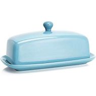 Sweese 307.102 Porcelain Butter Dish with Lid, Perfect for East West Coast Butter, Turquoise