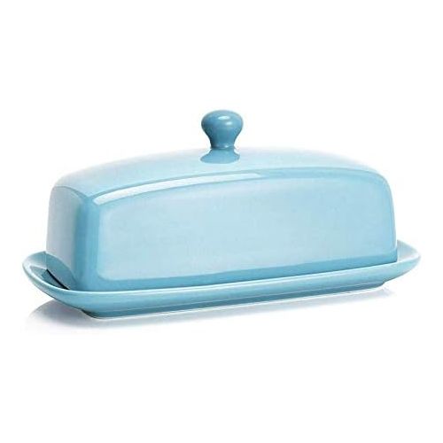  Sweese 307.102 Porcelain Butter Dish with Lid, Perfect for East West Coast Butter, Turquoise