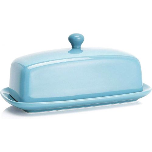  Sweese 307.102 Porcelain Butter Dish with Lid, Perfect for East West Coast Butter, Turquoise