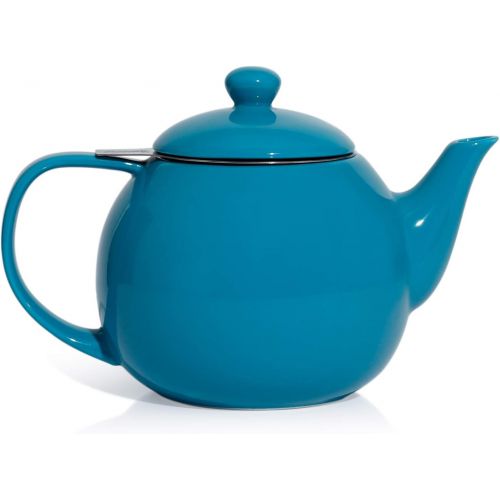  Sweese 221.107 Teapot, Porcelain Tea Pot with Stainless Steel Infuser, Blooming & Loose Leaf Teapot - 27ounce, Steel Blue