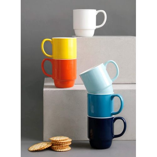  Sweese 609.002 Stackable Mug Set - 21 Ounce Large Coffee Mugs for Coffee, Tea, Cocoa, Set of 6, Hot Assorted Colors