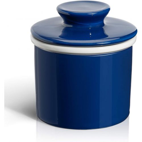  Sweese 305.103 Porcelain Butter Keeper Crock - French Butter Dish - No More Hard Butter - Perfect Spreadable Consistency, Navy