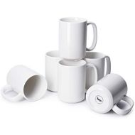 Sweese 608.001 Porcelain Mugs Set, 15 Ounce Large Handle Mugs, Set of 6, White
