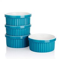 Sweese 503.407 Porcelain Ramekins for Baking - 12 Ounce Souffle Dish - Set of 4, Steel Blue: Kitchen & Dining