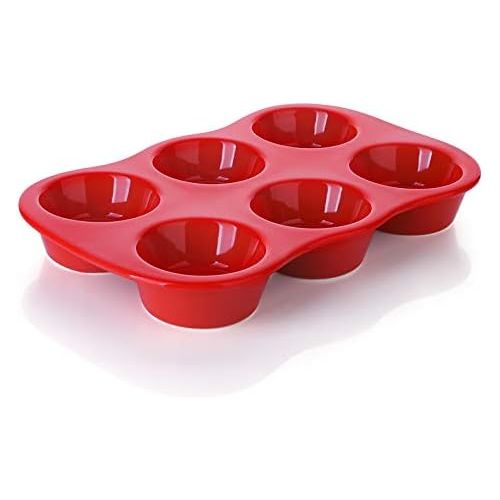  [아마존베스트]Sweese 517.113 Porcelain Muffin Pan Non-Stick Cupcake Baking Pan, 6 Cups, Each cup holds 3 oz, Grey