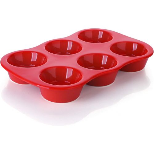  [아마존베스트]Sweese 517.113 Porcelain Muffin Pan Non-Stick Cupcake Baking Pan, 6 Cups, Each cup holds 3 oz, Grey