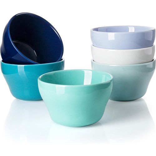  [아마존베스트]Sweese 107.003 Porcelain Bouillon Cups - 8 Ounce Dessert Bowls - Set of 6, Cool Assorted Colors