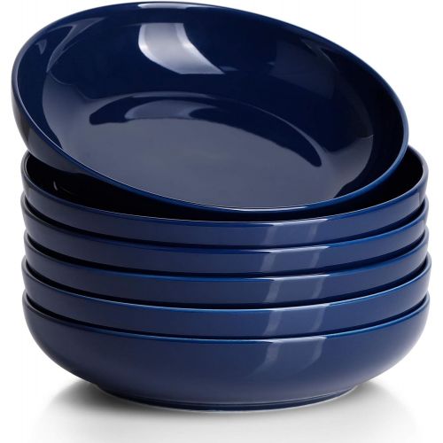  [아마존베스트]Sweese 124.603 Porcelain Salad Pasta Bowls - 30 Ounce - Set of 6, Navy