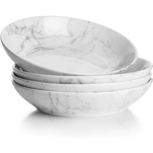  [아마존베스트]Sweese 117.252 Porcelain Salad Pasta Bowls - 26 Ounce - Set of 4, Marble Pattern