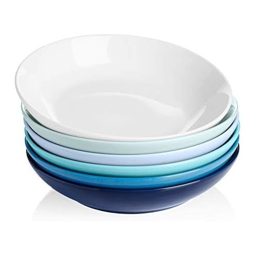  [아마존베스트]Sweese 117.003 Porcelain Salad Pasta Bowls - 26 Ounce - Set of 6, Cool Assorted Colors