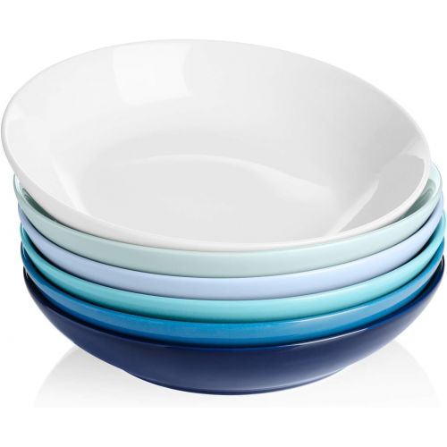  [아마존베스트]Sweese 117.003 Porcelain Salad Pasta Bowls - 26 Ounce - Set of 6, Cool Assorted Colors