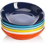 [아마존베스트]Sweese 117.002 Porcelain Salad Pasta Bowls - 26 Ounce - Set of 6, Hot Assorted Colors