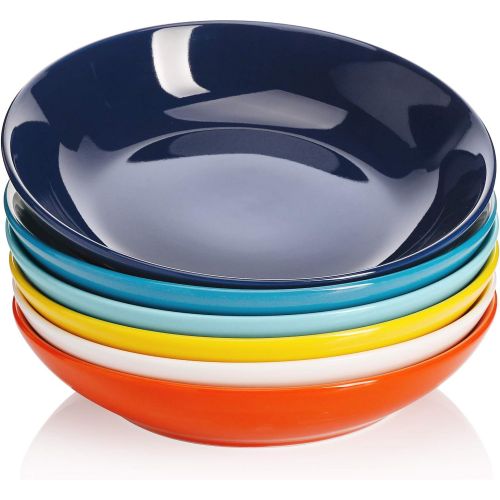  [아마존베스트]Sweese 117.002 Porcelain Salad Pasta Bowls - 26 Ounce - Set of 6, Hot Assorted Colors