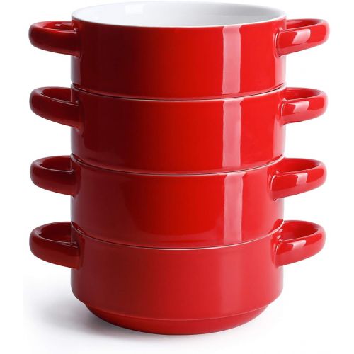  [아마존베스트]Sweese 108.412 Porcelain Bowls with Handles - 20 Ounce for Soup, Cereal, Stew, Set of 4, Black