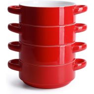 [아마존베스트]Sweese 108.612 Porcelain Bowls with Handles - 20 Ounce for Soup, Cereal, Stew, Chill, Set of 6, Black