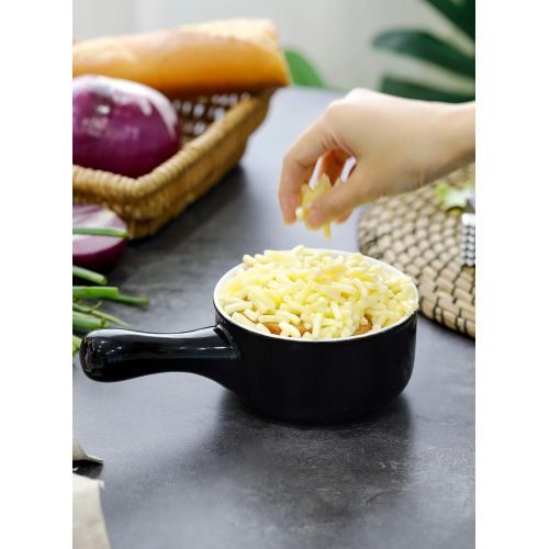  [아마존베스트]Sweese 109.112 Porcelain Onion Soup Bowls with Handles - 15 Ounce for Soup, Cereal, Stew, Chill, Set of 4, Black