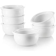 [아마존베스트]Sweese 114.001 Porcelain French Onion Soup Crocks Bowls - 10 Ounce Top to the Rim for Soup, Stew, Chill, Set of 6, White