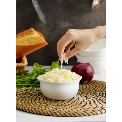  [아마존베스트]Sweese 114.001 Porcelain French Onion Soup Crocks Bowls - 10 Ounce Top to the Rim for Soup, Stew, Chill, Set of 6, White