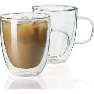 [아마존베스트]Sweese 413.101 Glass Coffee Mugs - 12.5 oz Double Walled Insulated Mug Set with Handle, Perfect for Latte, Americano, Cappuccinos, Tea Bag, Beverage, Set of 2