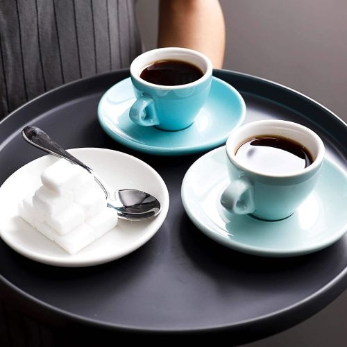  [아마존베스트]Sweese 401.003 Porcelain Espresso Cups with Saucers - 2 Ounce - Set of 6, Cool Assorted Colors