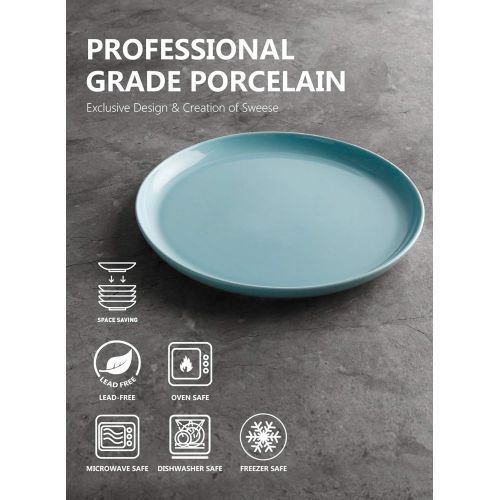  [아마존베스트]Sweese 155.002 Porcelain Round Dessert Salad Plates - 7.4 Inch - Set of 6, Hot Assorted Colors
