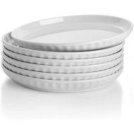 [아마존베스트]Sweese 157.001 Porcelain Fluted Dessert Salad Plates - 7.4 Inch - Set of 6, White