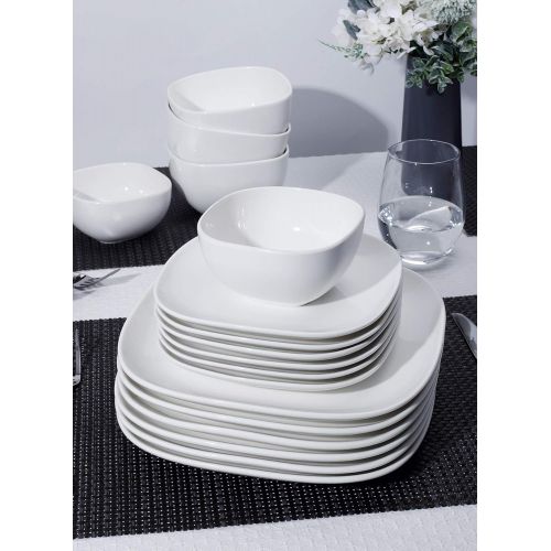  [아마존베스트]Sweese 153.001 Porcelain Square Dessert Salad Plates - 7.4 Inch - Set of 6, White