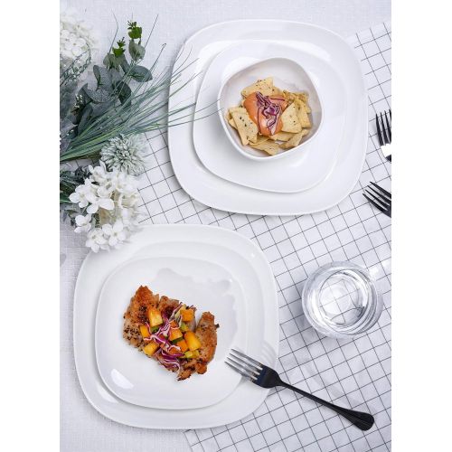  [아마존베스트]Sweese 153.001 Porcelain Square Dessert Salad Plates - 7.4 Inch - Set of 6, White