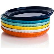 [아마존베스트]Sweese 157.002 Porcelain Fluted Dessert Salad Plates - 7.4 Inch - Set of 6, Hot Assorted Colors