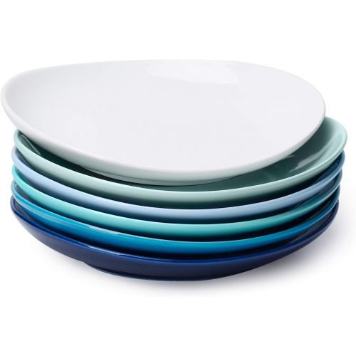  [아마존베스트]Sweese 151.003 Porcelain Dessert Salad Plates - 7.8 Inch - Set of 6, Cool Assorted Colors