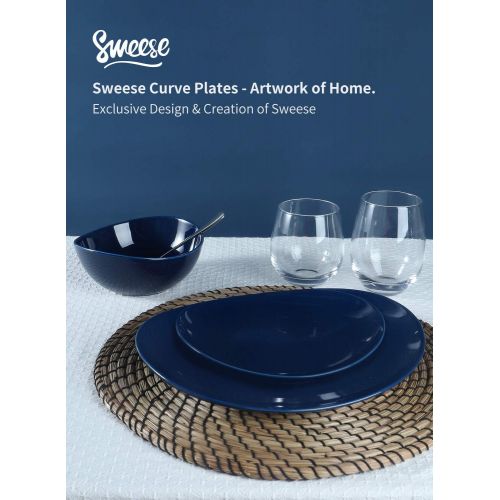  [아마존베스트]Sweese 151.103 Porcelain Dessert Salad Plates - 7.8 Inch - Set of 4, Navy