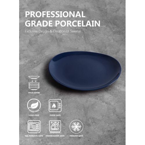  [아마존베스트]Sweese 151.103 Porcelain Dessert Salad Plates - 7.8 Inch - Set of 4, Navy