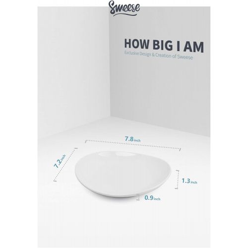  [아마존베스트]Sweese 151.001 Porcelain Dessert Salad Plates - 7.8 Inch - Set of 6, White