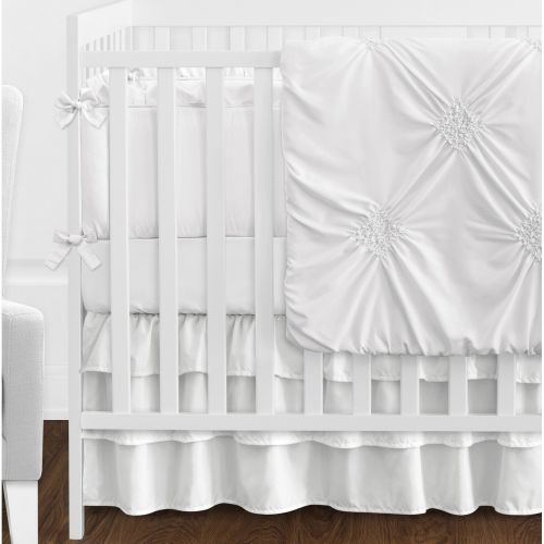  Sweet Jojo Designs Solid Color White Shabby Chic Harper Collection Girl 9-piece Crib Bedding Set by Sweet Jojo Designs