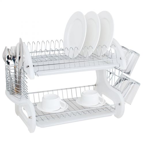  Sweet Home Collection Sleek Contemporary Design White 2-Tier Dish Drainer by Sweet Home Collection