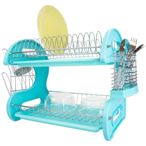  Sweet Home Collection 2-Tier Dish Drainer (Turquoise) by Sweet Home Collection