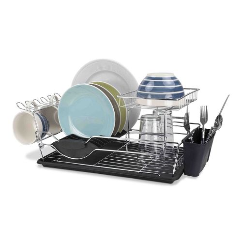  Sweet Home Collection Two Tier Black Dish Drainer (9"X18"X12") by Sweet Home Collection